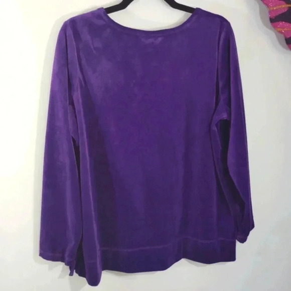 Woman Within Velvet Top Long Sleeve Royal Purple Soft Cozy - Picture 11 of 16